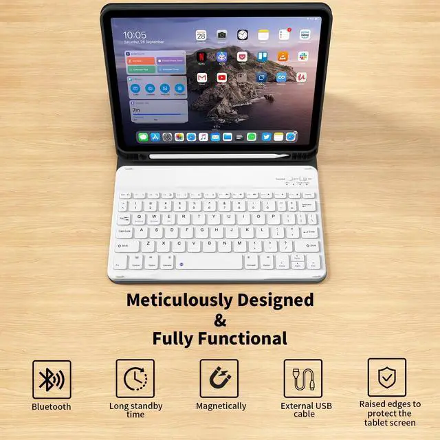 Alt view image 4 of 5 - kenke for iPad (A16) 11th/10th Generation Case with Keyboard (11/10.9 Inch, 2025/2022), Smart Magnetic Detachable Wireless Bluetooth Keyboard, Folio Keyboard Case with Pencil Holder, Black
