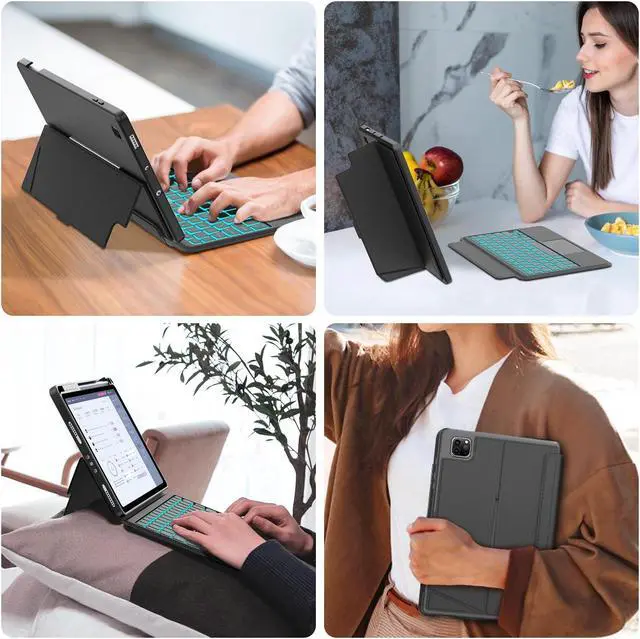 Alt view image 4 of 5 - iPad Air 11 inch Case with Keyboard (M2) 2024, Detachable Bluetooth Keyboard with Smart Touchpad, 7 Colors Backlit, Auto Sleep/Wake for iPad Air 5th/4th 10.9" & iPad Pro 11 4th/3rd/2nd/1st Gen Black