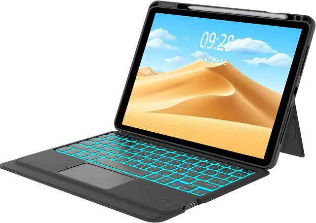 Main image of iPad Air 11 inch Case with Keyboard (M2) 2024, Detachable Bluetooth Keyboard with Smart Touchpad, 7 Colors Backlit, Auto Sleep/Wake for iPad Air 5th/4th 10.9" & iPad Pro 11 4th/3rd/2nd/1st Gen Black