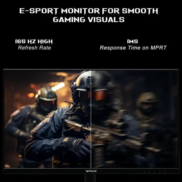 Alt view image 3 of 5 - TopGame 27-Inch IPS Gaming Monitor, QHD 1440p, 165Hz, 1ms MPRT, 99% sRGB, AMD FreeSync, VESA Mount, 2X HDMI 2.0 & 2X DisplayPort 1.4 Matt Black