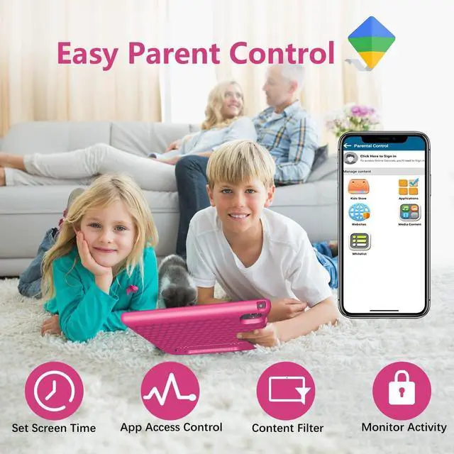 Alt view image 4 of 5 - ITDULCET Kids Tablet, 10 inch Android 14 Tablet for Kids, 8GB RAM 64GB ROM Octa-Core Fast-Charging Battery Toddler Tablets with Shockproof Case, Bluetooth, WiFi, Parental Control, Dual Camera, GPS