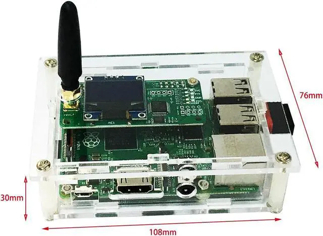 Alt view image 3 of 5 - yyiikee DMR Hotspot Ethernet Port Assembled Radio Station WiFi Voice Modem Support DMR Dstar YSF P25 Fusion Antenna Raspberry Pi Model 2B Two Colors OLED Acrylic Shell