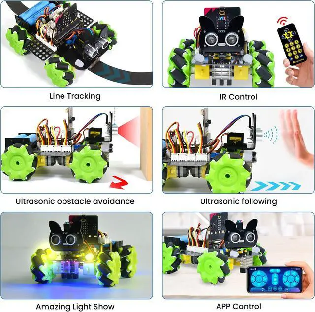 Alt view image 4 of 5 - KEYESTUDIO Microbit V2 Robot Car 4WD Mecanum Robotics Kit for Teens Adults