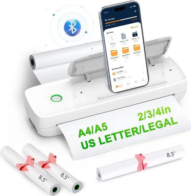Main image of Portable Printer Wireless for Travel, Bluetooth Thermal Printer Support 8.5" X 11" US Letter & Legal,Inkless Moblie Printer Compatible with iOS, Android, Laptop for Travel, Office, Home, School