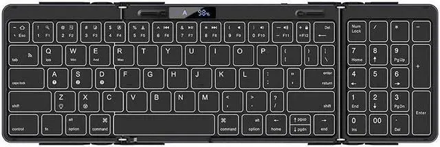 Main image of JOMAA Foldable Bluetooth Keyboard with Number, RGB Backlight, Portable,Full-Size Rechargeable Travel Keyboard with Lockable Fold for iPad/iPhone/Smartphone/Tablet/PC/Laptop (with Number)