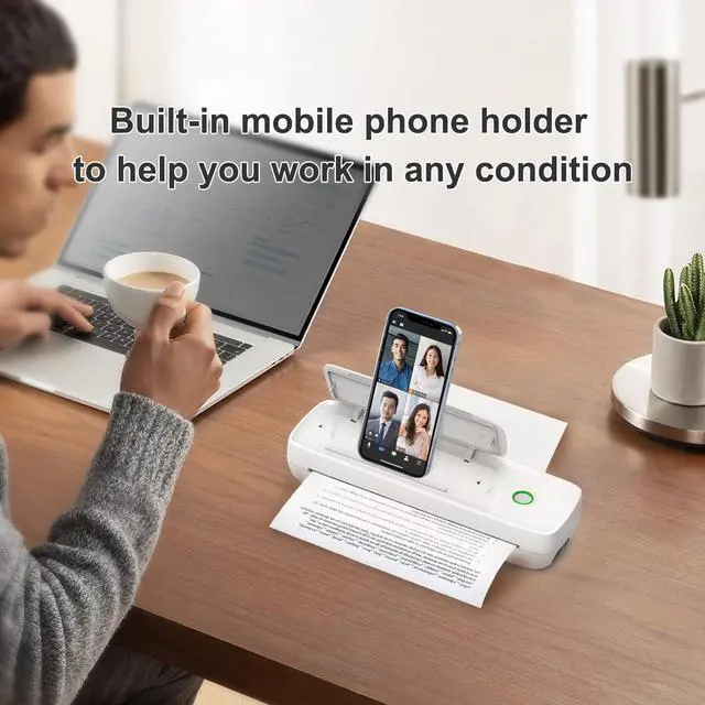 Alt view image 4 of 5 - Portable Printer Wireless for Travel, Bluetooth Thermal Printer Support 8.5" X 11" US Letter & Legal,Inkless Moblie Printer Compatible with iOS, Android, Laptop for Travel, Office, Home, School