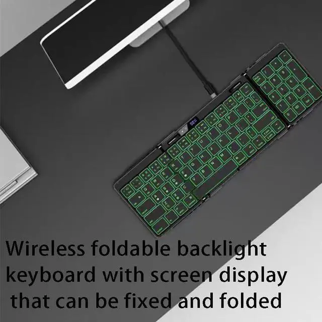 Alt view image 4 of 5 - JOMAA Foldable Bluetooth Keyboard with Number, RGB Backlight, Portable,Full-Size Rechargeable Travel Keyboard with Lockable Fold for iPad/iPhone/Smartphone/Tablet/PC/Laptop (with Number)