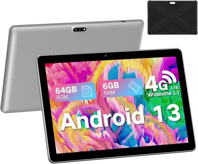 Main image of JUNYANG Android 13 Tablet with SIM Card Slot,10.1 Inch Cellular Tablets with Case, 4G LTE Tablet & Phone (Makes Calls), 6GB+64GB, Support 1TB Expand, 5MP+8MP GPS 5G WiFi, Parental Control