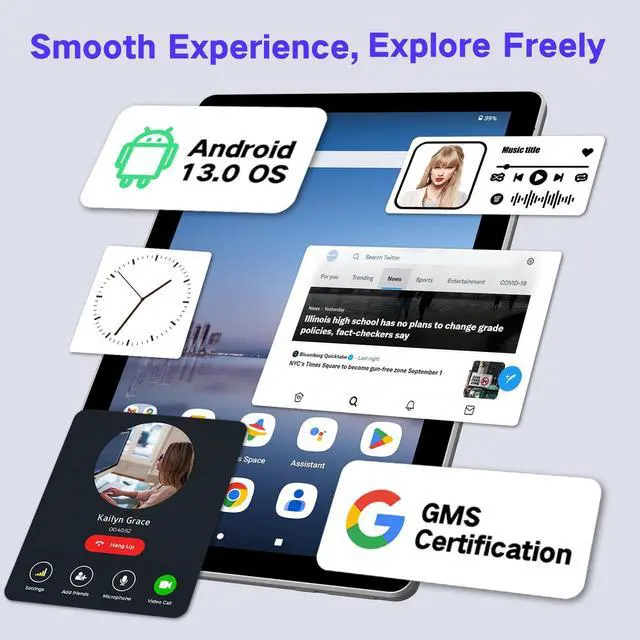 Alt view image 4 of 5 - JUNYANG Android 13 Tablet with SIM Card Slot,10.1 Inch Cellular Tablets with Case, 4G LTE Tablet & Phone (Makes Calls), 6GB+64GB, Support 1TB Expand, 5MP+8MP GPS 5G WiFi, Parental Control