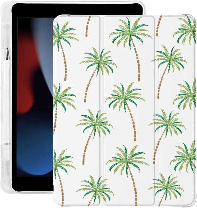 Main image of Cute Palm Tree Beach for iPad 10th Generation Case 10.9 Inch 2022 with Pencil Holder, Auto Sleep/Wake, Leather Soft TPU Back Cover