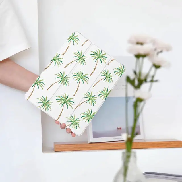 Alt view image 2 of 5 - Cute Palm Tree Beach for iPad 10th Generation Case 10.9 Inch 2022 with Pencil Holder, Auto Sleep/Wake, Leather Soft TPU Back Cover