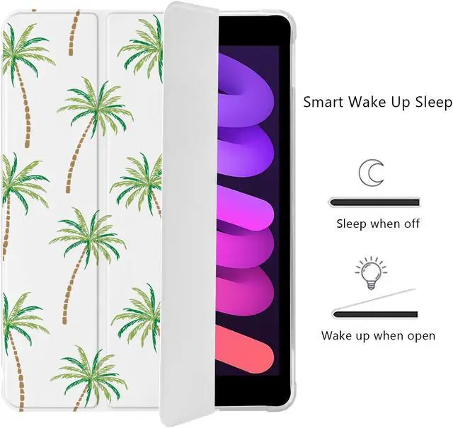 Alt view image 3 of 5 - Cute Palm Tree Beach for iPad 10th Generation Case 10.9 Inch 2022 with Pencil Holder, Auto Sleep/Wake, Leather Soft TPU Back Cover