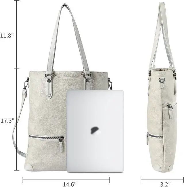 Alt view image 4 of 5 - Laptop Tote Bag, Leather Work Tote for Computer Bag Waterproof Lightweight Shoulder Bag Purse Handbag Crossbody Bag