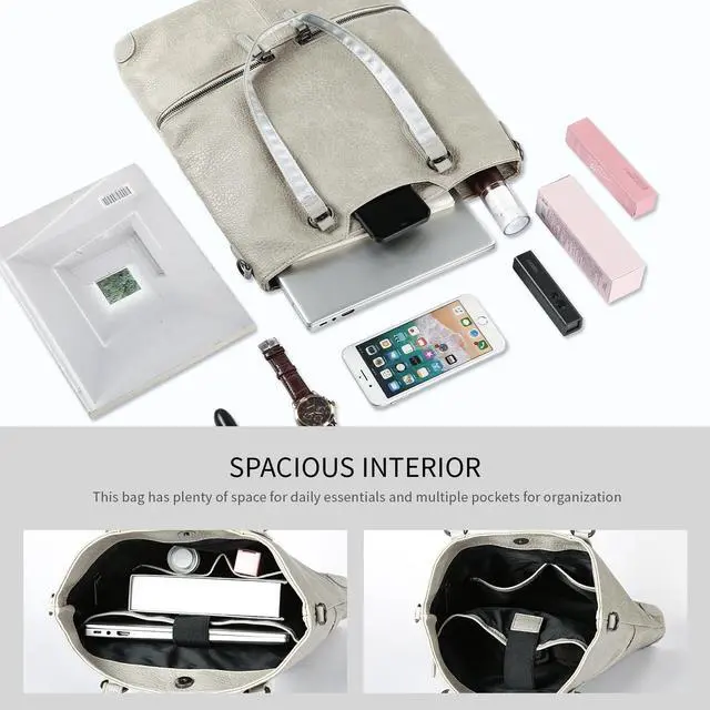 Alt view image 5 of 5 - Laptop Tote Bag, Leather Work Tote for Computer Bag Waterproof Lightweight Shoulder Bag Purse Handbag Crossbody Bag