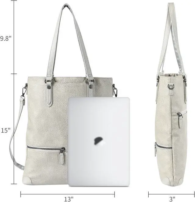 Alt view image 4 of 5 - Lasaviin Laptop Tote Bag, Leather Work Tote for Computer Bag Waterproof Lightweight Shoulder Bag Purse Handbag Crossbody Bag