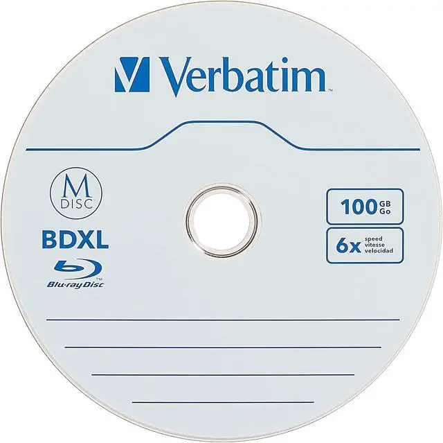 Alt view image 2 of 4 - Verbatim M DISC BDXL 100GB 6X with Branded Surface Blank Blu-Ray Recordable Media - 5pk Jewel Case Box,Blue