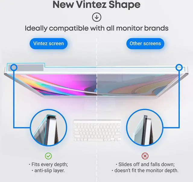Alt view image 4 of 5 - VINTEZ Blue Light Blocking Screen Protector Panel for 28 inch Diagonal PC Anti-UV Eye Protection Filter Film - Widescreen Laptop and Monitor Frame Hanging Type (W 24.9" X H 15.5") [1 Pack]
