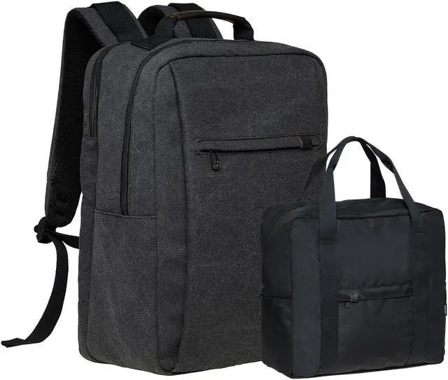 Main image of KAUKKO Large Travel Backpack Set -17.8L Multifunctional Backpack with 15.6-Inch Laptop Compartment, Durable Design, 26.6L Waterproof Carry-on Bag, Flight Approved BLACK