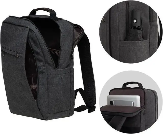 Alt view image 4 of 5 - KAUKKO Large Travel Backpack Set -17.8L Multifunctional Backpack with 15.6-Inch Laptop Compartment, Durable Design, 26.6L Waterproof Carry-on Bag, Flight Approved BLACK