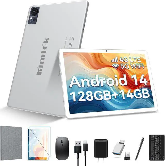 Main image of Tablet 10 inch Android 14 Tablet 2025 Latest Octa-Core Tablet, Dual 4G Cellular Tablet with 128GB+14GB+1TB Expand, 5G WiFi Android Tablet with Keyboard, 8000mAh, GPS, 13+8MP Camera, Full HD Display