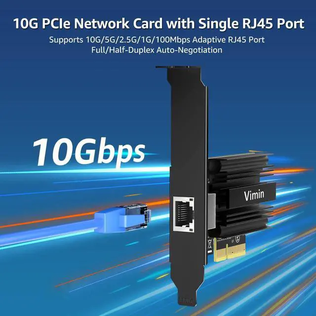 Alt view image 2 of 5 - 10G PCI-E Netzwerkkarte mit 10Gbps Dual RJ45 Ports, Intel AQC113 Controller, VIMIN 10Gb Ethernet Adapter Karte Kompatibel mit PCI Express X8, X16, Unterstutzt Windows10/11/Windows Server/Linux