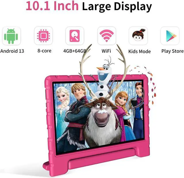 Alt view image 2 of 5 - VNEIMQN Tablet for Kids, 10 Inch Kids Tablet Android, 64GB, Octa-Core, WiFi 6, Big Battery, Google Kids Space, Parental Control 1280 * 800 HD Display Pink