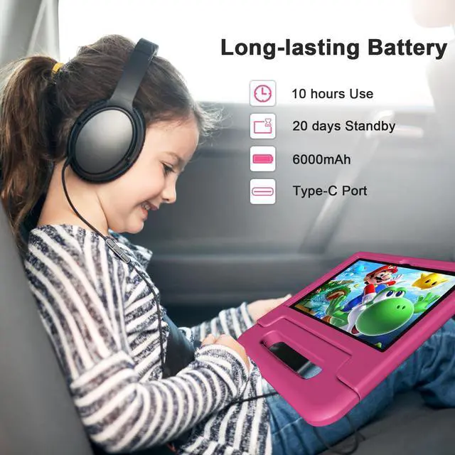 Alt view image 4 of 5 - VNEIMQN Tablet for Kids, 10 Inch Kids Tablet Android, 64GB, Octa-Core, WiFi 6, Big Battery, Google Kids Space, Parental Control 1280 * 800 HD Display Pink