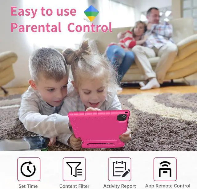 Alt view image 5 of 5 - VNEIMQN Tablet for Kids, 10 Inch Kids Tablet Android, 64GB, Octa-Core, WiFi 6, Big Battery, Google Kids Space, Parental Control 1280 * 800 HD Display Pink