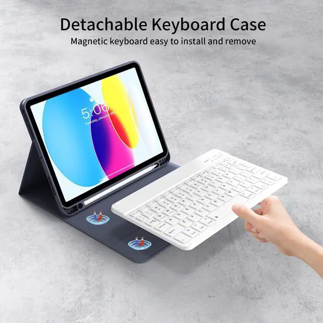 Alt view image 2 of 5 - KenKe Keyboard Case for iPad Air 11 Inch 2024 (M2), for iPad Air 5th/4th Generation (2022/2020) 10.9 Inch with Pencil Holder, Magnetic Detachable Wireless Keyboard & Flip Case for iPad Air, Purple
