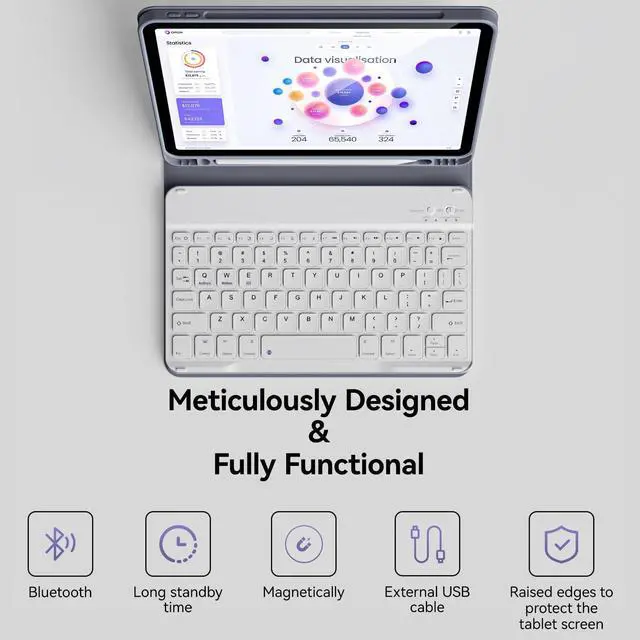 Alt view image 4 of 5 - KenKe Keyboard Case for iPad Air 11 Inch 2024 (M2), for iPad Air 5th/4th Generation (2022/2020) 10.9 Inch with Pencil Holder, Magnetic Detachable Wireless Keyboard & Flip Case for iPad Air, Purple