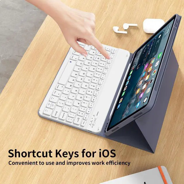 Alt view image 3 of 5 - KenKe Keyboard Case for iPad Air 11 Inch 2024 (M2), for iPad Air 5th/4th Generation (2022/2020) 10.9 Inch with Pencil Holder, Magnetic Detachable Wireless Keyboard & Flip Case for iPad Air, Purple