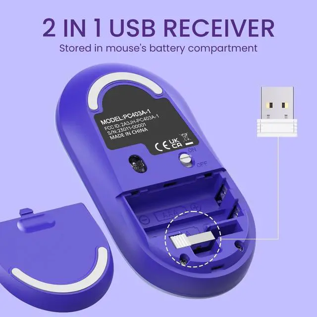 Alt view image 4 of 5 - Wireless Keyboard and Mouse, Silent Keyboard Mouse Combo, Full-Sized Colorful Typewriter Keyboard with Round Keycaps, 2.4G Cute Mouse Compatible with PC/Laptop/Computer(Purple)