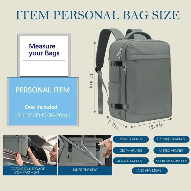 Alt view image 2 of 5 - Lossga for Spirit Airlines Personal Item Bag 18x14x8 Inches Travel Bag Mens Travel Backpack for Women Fit Up to 17 inch laptop Backpack With Usb Charging Port Carry on Flight Approved