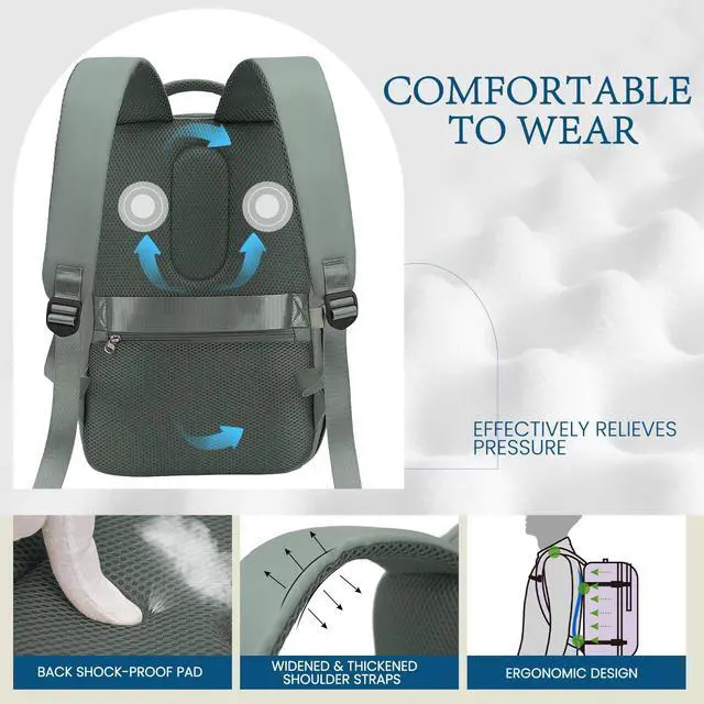 Alt view image 3 of 5 - Lossga for Spirit Airlines Personal Item Bag 18x14x8 Inches Travel Bag Mens Travel Backpack for Women Fit Up to 17 inch laptop Backpack With Usb Charging Port Carry on Flight Approved