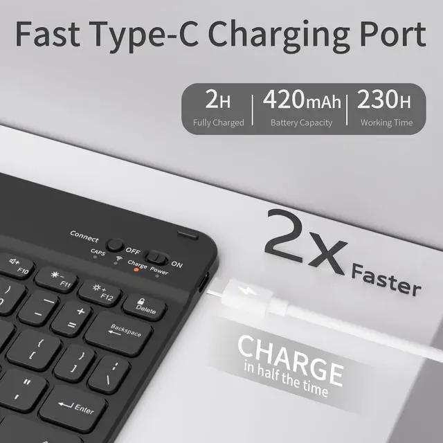 Alt view image 4 of 5 - kenke for iPad (A16) 11th/10th Generation Case with Keyboard (11/10.9 Inch, 2025/2022) - 7 Colors Backlit Folio Detachable Wireless Bluetooth Keyboard, Flip Case with Pencil Holder, Black