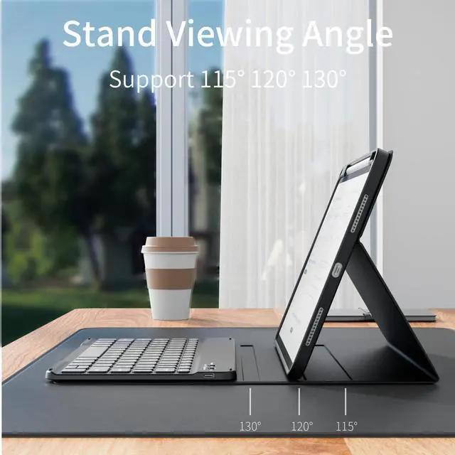 Alt view image 5 of 5 - kenke for iPad (A16) 11th/10th Generation Case with Keyboard (11/10.9 Inch, 2025/2022) - 7 Colors Backlit Folio Detachable Wireless Bluetooth Keyboard, Flip Case with Pencil Holder, Black