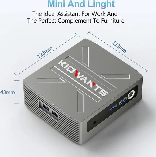 Alt view image 2 of 5 - kidwants KG1 Mini PC N4000(up to 2.6GHz), Mini Computer 8GB LPDDR4 RAM/128GB eMMC, Mini Desktop Computer Support 4K Dual Display, WiFi 5, BT 5.0, and USB 3.0 (Grey)
