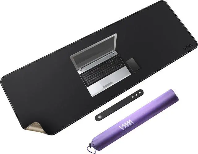 Main image of VYAAA Cork & PU Leather Desk Mat, 51"x19.6" Computer Desk Mat, Keyboard Mouse Pad, Office Desk Mat on top of Desks for Home or Office (Black)