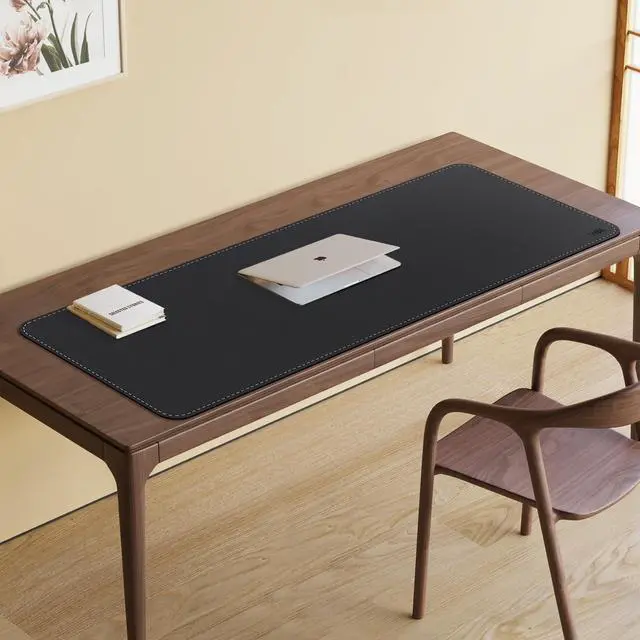 Alt view image 5 of 5 - VYAAA Cork & PU Leather Desk Mat, 51"x19.6" Computer Desk Mat, Keyboard Mouse Pad, Office Desk Mat on top of Desks for Home or Office (Black)