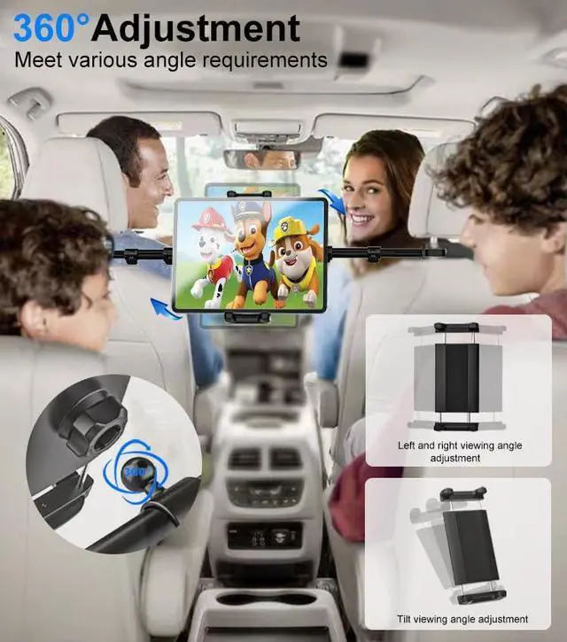 Alt view image 3 of 5 - Kolasels Tablet Holder for Car Headrest with 4 Headrest Hooks, Car Tablet Mount Back Seat for Kids Fit 4-13" Tablets & Phones, ipad Car Holder Back Seat for iPad Pro 12.9, Air, Mini, Galaxy, Fire