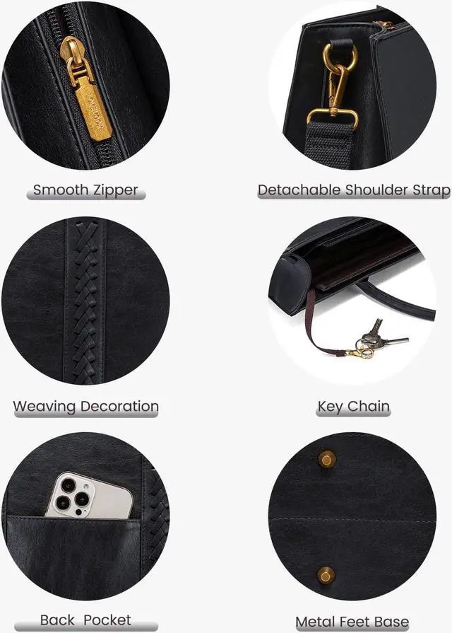 Alt view image 3 of 5 - LOVEVOOK Laptop Tote Bag for Women, Vintage Leather Work Bags 17 inch Laptop Bag, Waterproof Professional Computer Bag Business Office Briefcase Large Shoulder Bag Handbag, Black