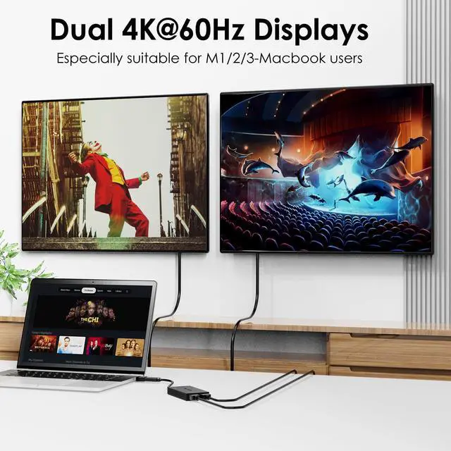 Alt view image 2 of 4 - WAVLINK USB 3.0 or USB C to Dual HDMI Splitter Extended Display for Dual Monitor, Displaylink Adapter Dual HDMI 4K 60Hz for Apple Mac M1/M2/M3 or Windows 10/11, USB A/C to HDMI 4K Output