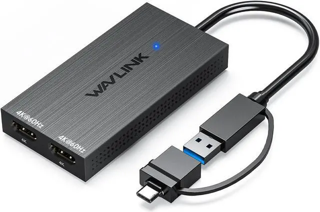 Main image of WAVLINK USB 3.0 or USB C to Dual HDMI Splitter Extended Display for Dual Monitor, Displaylink Adapter Dual HDMI 4K 60Hz for Apple Mac M1/M2/M3 or Windows 10/11, USB A/C to HDMI 4K Output