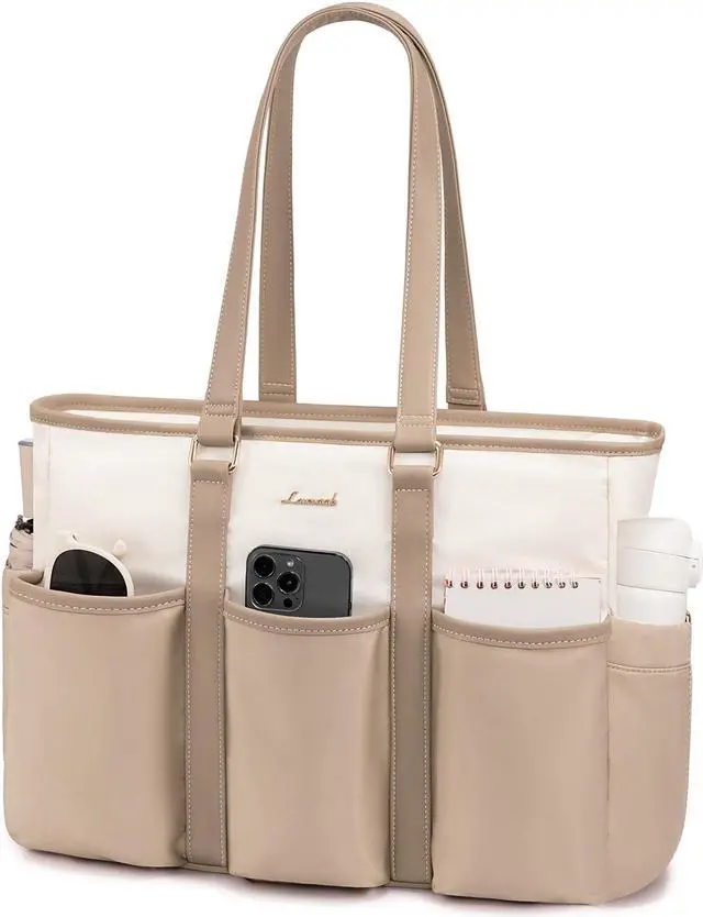 Main image of LOVEVOOK Teacher Tote Nurse Bag for Women Work, 15.6 Inch Laptop Bag for Women With Large Cup Holder, Utility Everything Bag For Travel College Daily, Large Computer Purse Handbag, On The Go Tote
