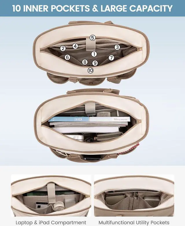 Alt view image 3 of 5 - LOVEVOOK Teacher Tote Nurse Bag for Women Work, 15.6 Inch Laptop Bag for Women With Large Cup Holder, Utility Everything Bag For Travel College Daily, Large Computer Purse Handbag, On The Go Tote