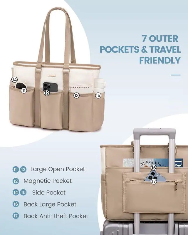 Alt view image 5 of 5 - LOVEVOOK Teacher Tote Nurse Bag for Women Work, 15.6 Inch Laptop Bag for Women With Large Cup Holder, Utility Everything Bag For Travel College Daily, Large Computer Purse Handbag, On The Go Tote