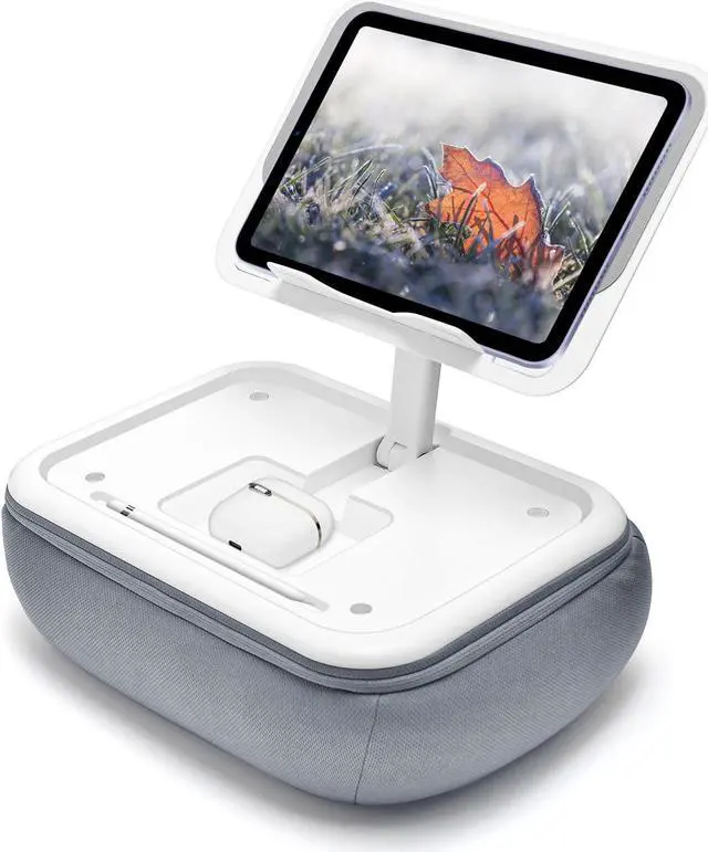 Main image of Lap Beanbag Kindle Pillow Stand with Silicone Pad,Angle Adjustable ipad Holder for Bed,Tablet Pillow with Removable Base,Soft Cushion Pillow Stand Compatible with 4.7-13" Kindle,Phone,Tablet,Gray