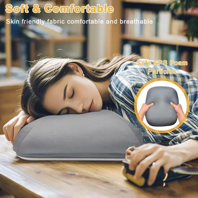 Alt view image 4 of 5 - Lap Beanbag Kindle Pillow Stand with Silicone Pad,Angle Adjustable ipad Holder for Bed,Tablet Pillow with Removable Base,Soft Cushion Pillow Stand Compatible with 4.7-13" Kindle,Phone,Tablet,Gray
