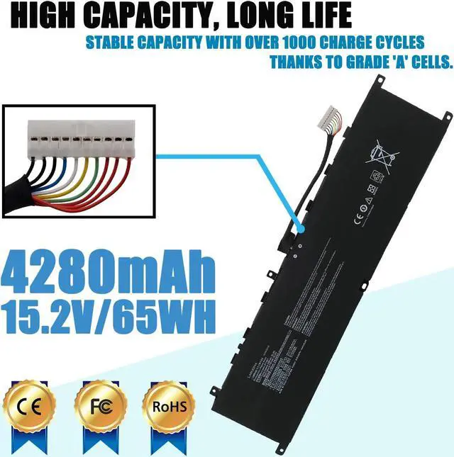 Alt view image 2 of 5 - LAQUEENA BTY-M57 Laptop Battery Compatible with MSI GP76 GP66 Leopard 10UE 10UG 10UH 11UE 11UG 11UH MSI Vector GP66 GP76 12UE 12UG 12UH 12UGS 12UHS 12UGSO 12UHSO 12UEO GP66HX GP76HX 12UGS 12UHS