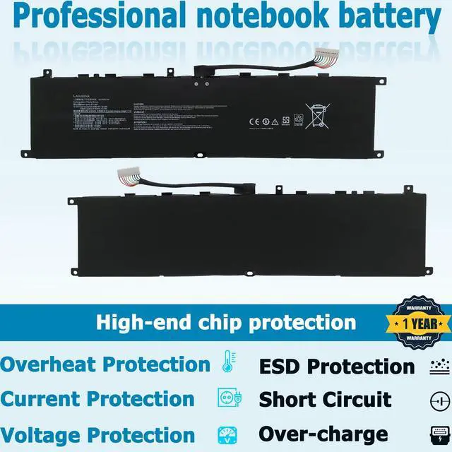 Alt view image 4 of 5 - LAQUEENA BTY-M57 Laptop Battery Compatible with MSI GP76 GP66 Leopard 10UE 10UG 10UH 11UE 11UG 11UH MSI Vector GP66 GP76 12UE 12UG 12UH 12UGS 12UHS 12UGSO 12UHSO 12UEO GP66HX GP76HX 12UGS 12UHS
